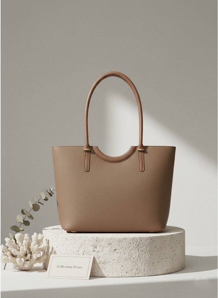 FUMES Women’s Structured Tote Handbag – Premium Textured Leather Finish, Dual Top Handle, Everyday Office & Casual Bag - Image 2